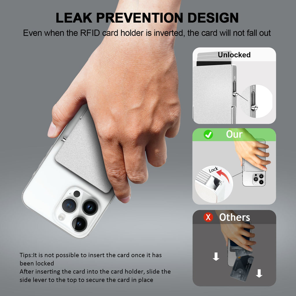 RFID Blocking Wallet Minimalist Slim Card Holder for Magsafe with Adjustable Stand, Metal Pop Up Magnetic Wallet  for Men TOYFID