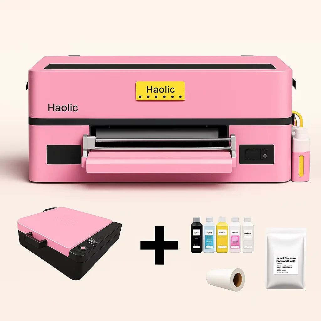 Haolic A3 XP-1 Pro Pink DTF Printer | 13" Roll to Roll Heat Transfer for DIY & Startup Print Shops
