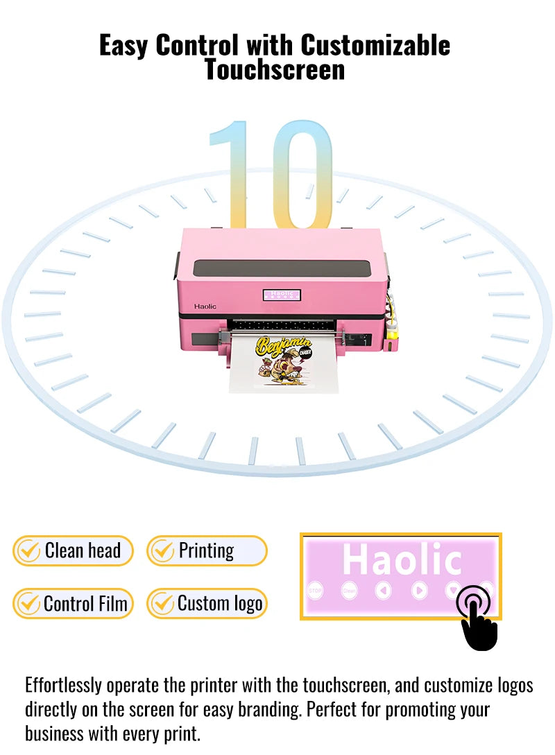 Haolic A3 XP-1 Pro Pink DTF Printer | 13" Roll to Roll Heat Transfer for DIY & Startup Print Shops