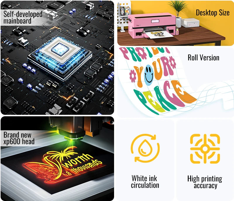 Haolic A3 XP-1 Pro Pink DTF Printer | 13" Roll to Roll Heat Transfer for DIY & Startup Print Shops