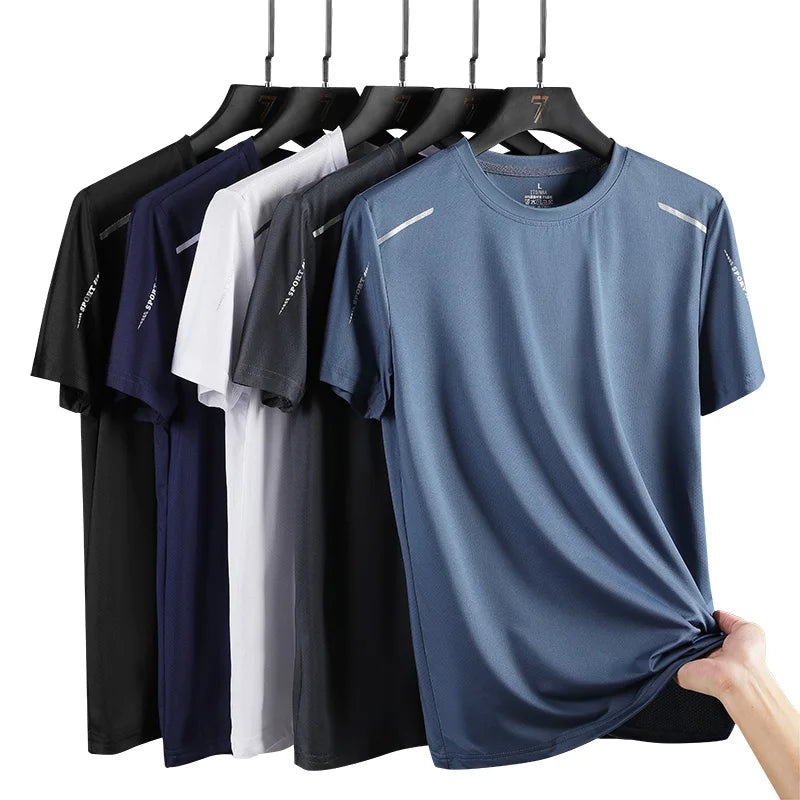 CHRLCK hommes course séchage rapide T-shirts respirant randonnée pêche T-shirts élasticité douce Sports de plein air chemise courte été