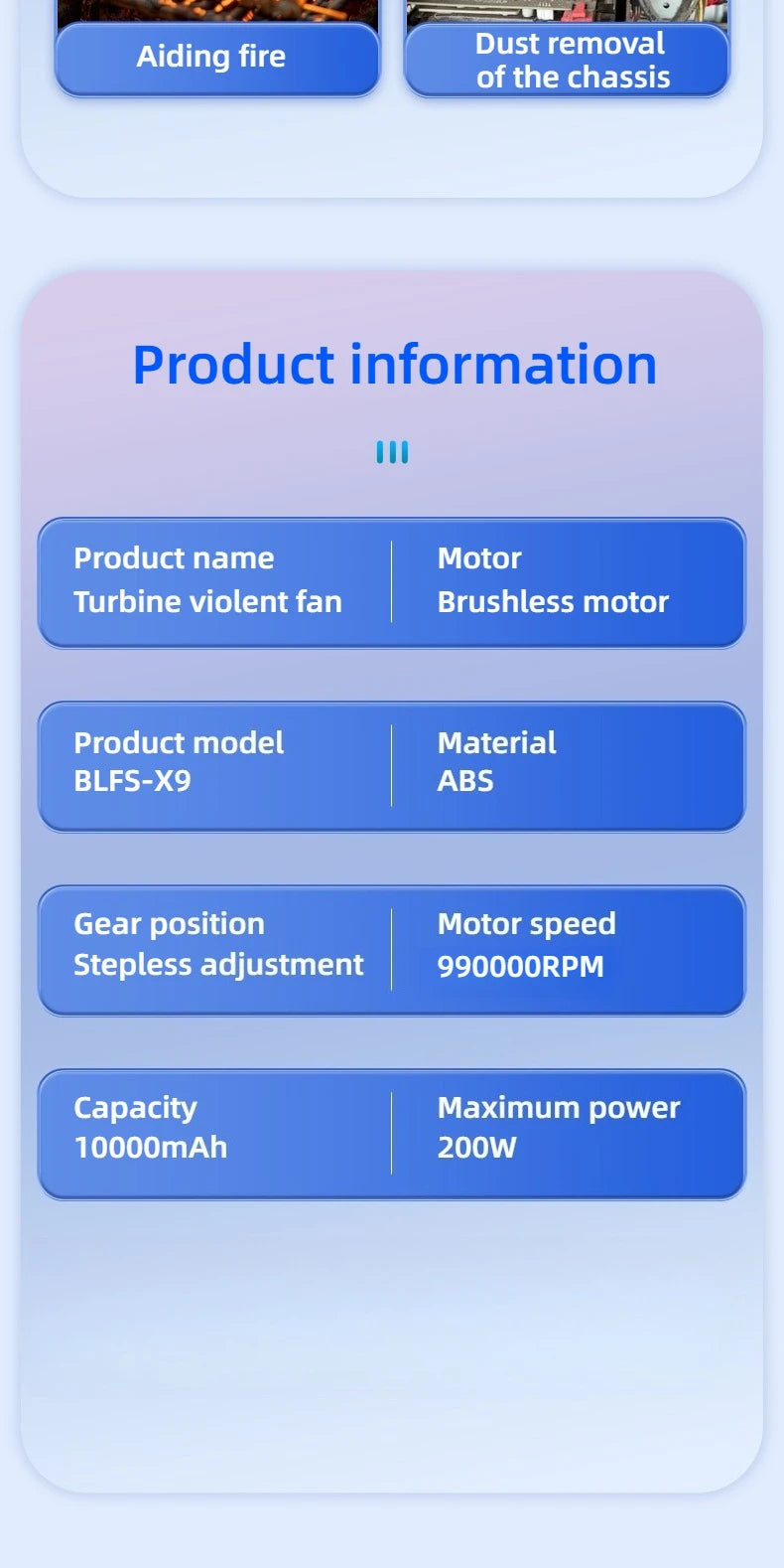 Xiaomi X11ProMAX Turbo Jet ventilateur 990000 tr/min puissant ventilateur d'air moteur sans brosse Turbo ventilateur vent Speed75 m/s 10000 mAh brise forte