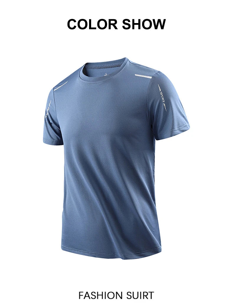 CHRLCK hommes course séchage rapide T-shirts respirant randonnée pêche T-shirts élasticité douce Sports de plein air chemise courte été