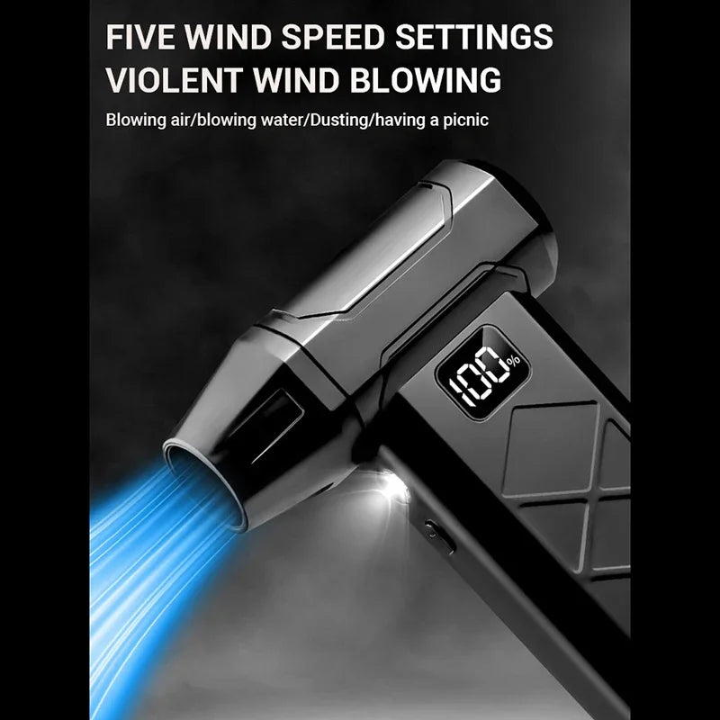Ventilateur Turbo violent 800000 tr/min, 5 vitesses, puissant, moteur sans balais, souffleur portatif d'extérieur, outil de poussée Rechargeable