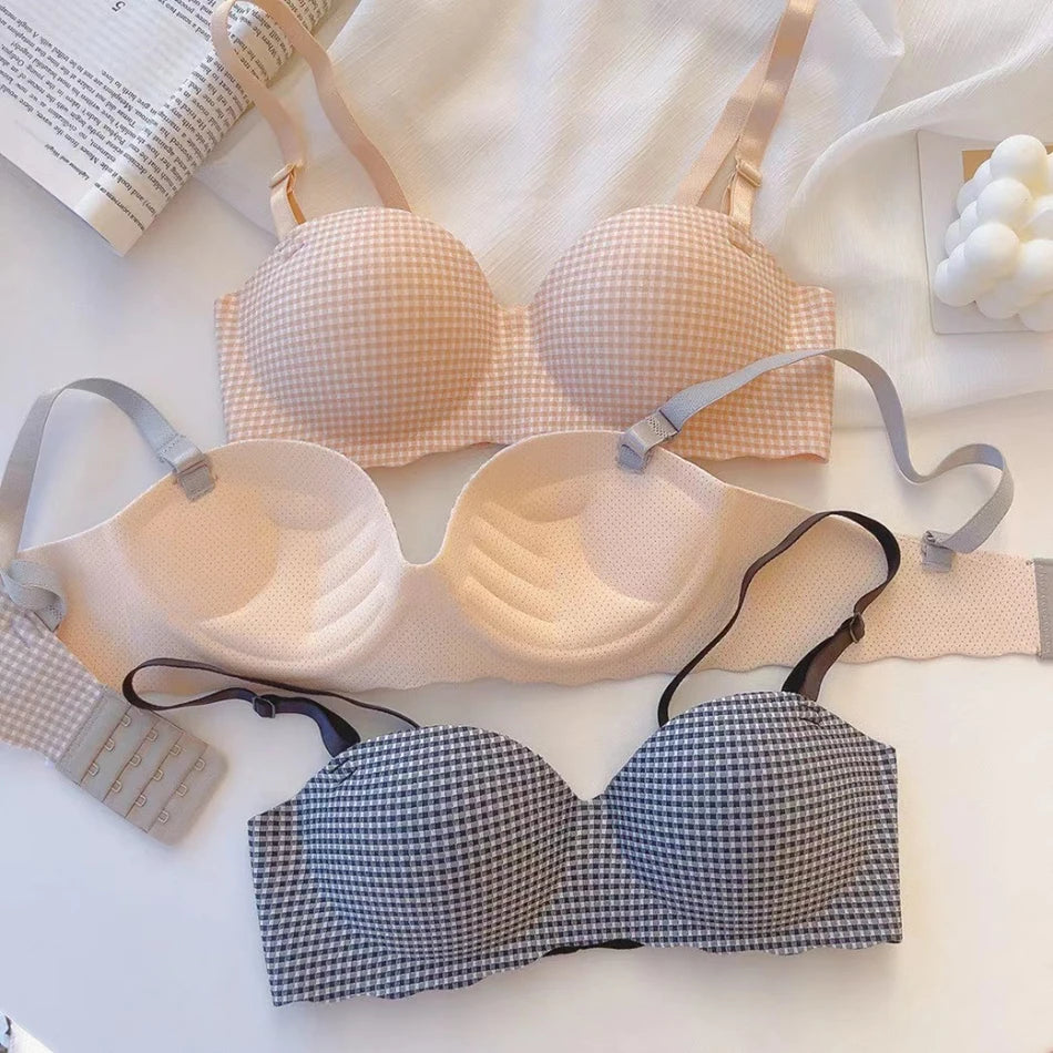 Soutien-gorge Push Up sans couture pour femmes, Style Preppy, sous-vêtements Sexy, confortable, respirant, débardeur, bretelles amovibles, été