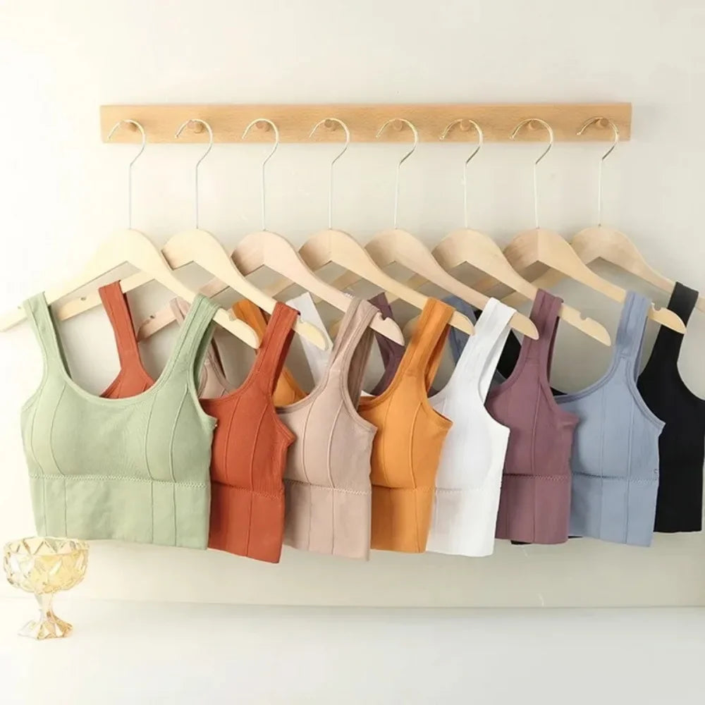 Soutien-gorge de Sport Anti-transpiration haut de Fitness femmes soutien-gorge de Yoga sans couture antichoc haut court Push Up soutien-gorge de Sport haut d'entraînement de gymnastique