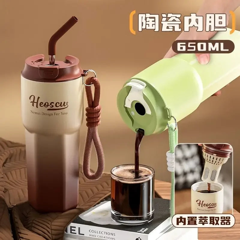 NRMEI-Tasse isotherme en céramique pour étudiants, tasse à thé au lait, tasse à eau de bureau, haute beauté, hommes et femmes