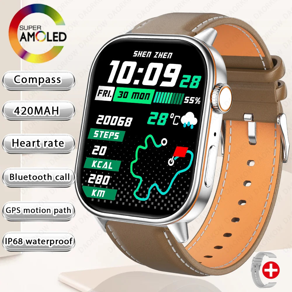 Nouvelle montre intelligente pour hommes et femmes HD AMOLED écran fréquence cardiaque Bluetooth appel GPS suivi IP67 étanche sport montre intelligente