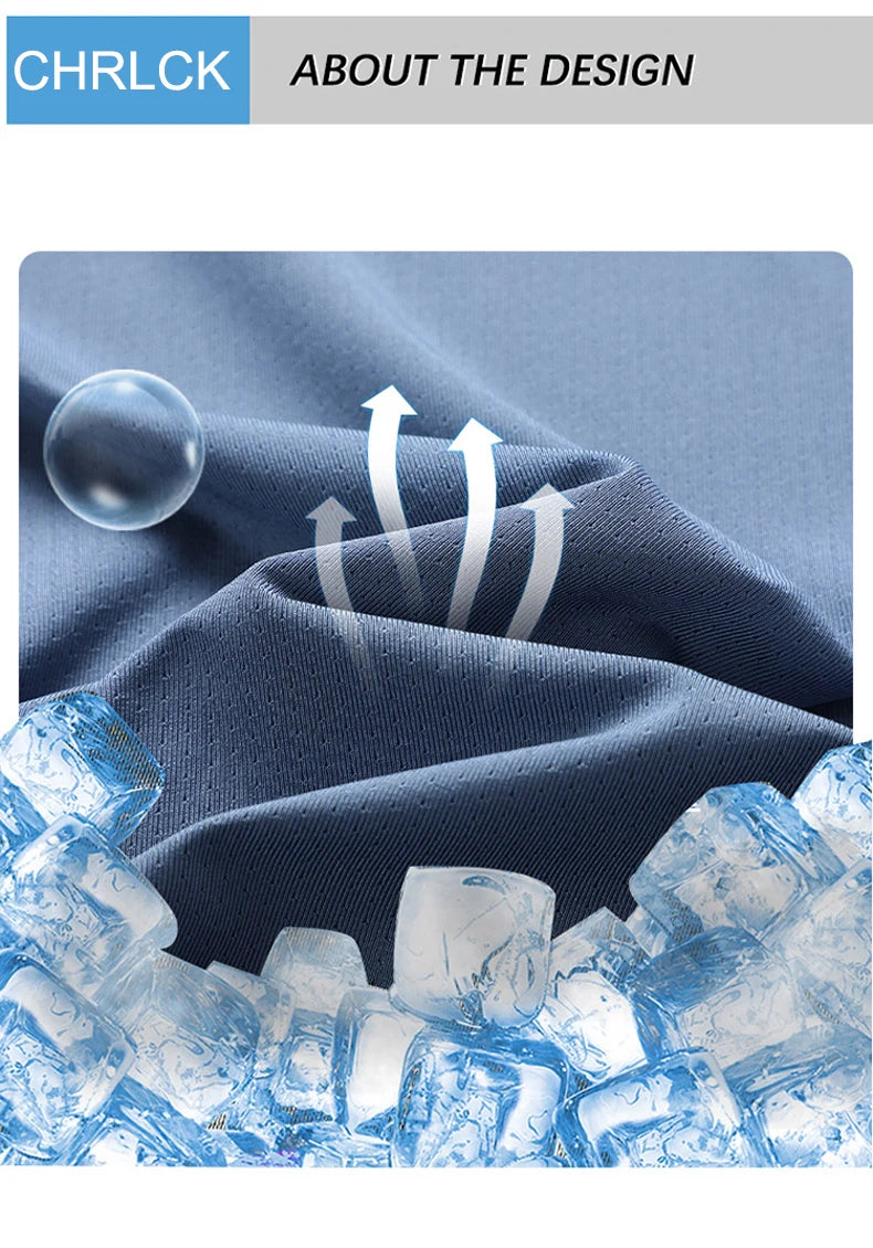 CHRLCK hommes course séchage rapide T-shirts respirant randonnée pêche T-shirts élasticité douce Sports de plein air chemise courte été