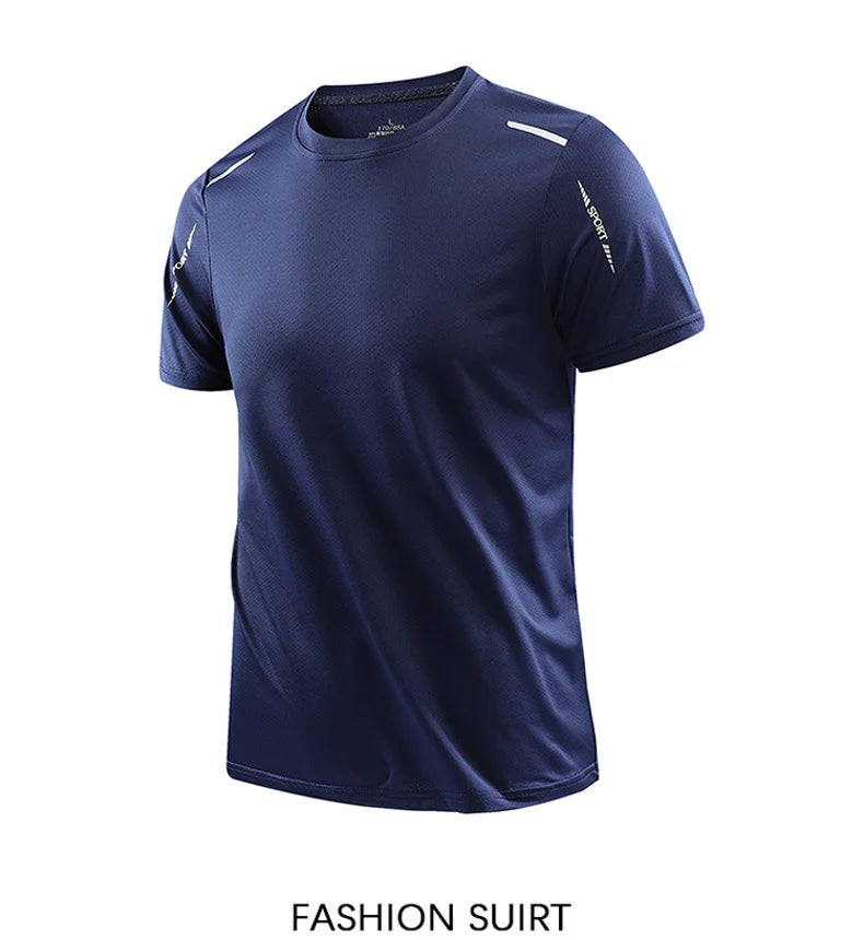 CHRLCK hommes course séchage rapide T-shirts respirant randonnée pêche T-shirts élasticité douce Sports de plein air chemise courte été