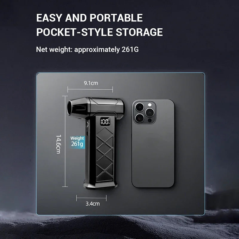 Ventilateur Turbo violent 800000 tr/min, 5 vitesses, puissant, moteur sans balais, souffleur portatif d'extérieur, outil de poussée Rechargeable