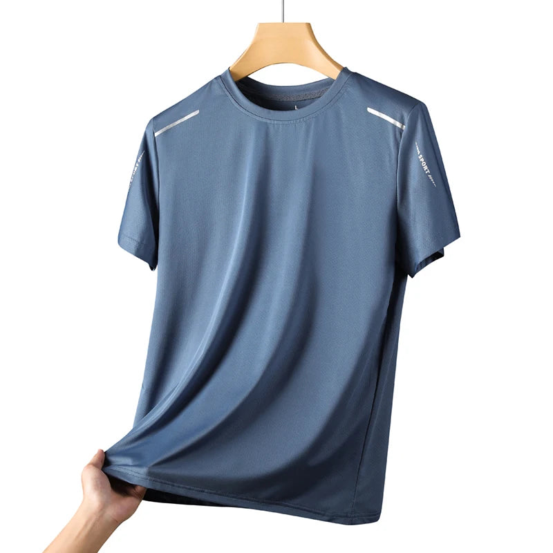 CHRLCK hommes course séchage rapide T-shirts respirant randonnée pêche T-shirts élasticité douce Sports de plein air chemise courte été