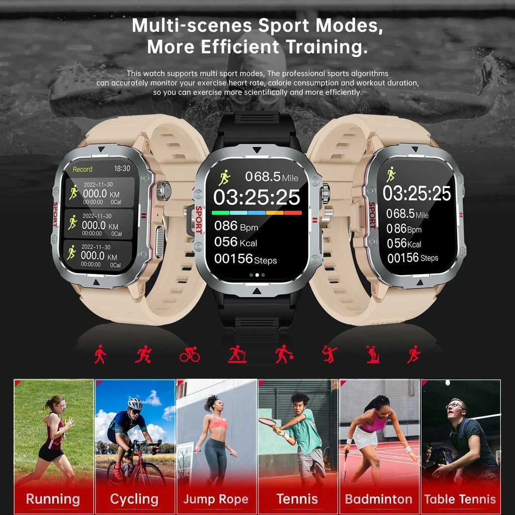 2024 nouveau pour Xiaomi montre intelligente militaire hommes étanche Sports de plein air Fitness Tracker moniteur de santé 2.19 "BT appel Smartwatch