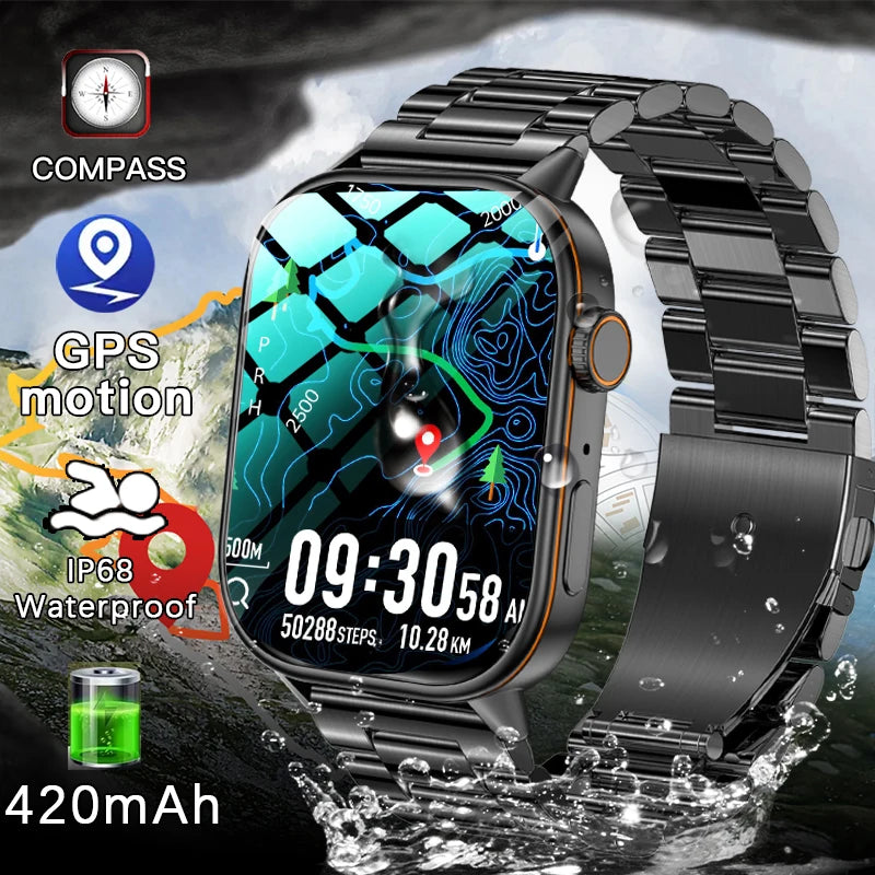 Nouvelle montre intelligente pour hommes et femmes HD AMOLED écran fréquence cardiaque Bluetooth appel GPS suivi IP67 étanche sport montre intelligente