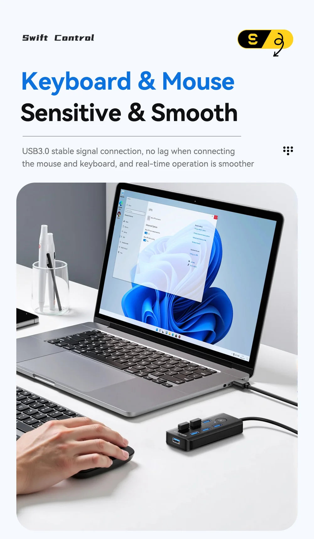 Essager 7 Ports USB HUB 3.0 haute vitesse Multi USB 3.0 répartiteur Type c USB 2.0 extenseur adaptateur secteur pour ordinateur PC