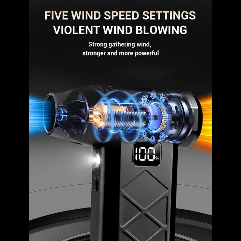 Ventilateur Turbo violent 800000 tr/min, 5 vitesses, puissant, moteur sans balais, souffleur portatif d'extérieur, outil de poussée Rechargeable