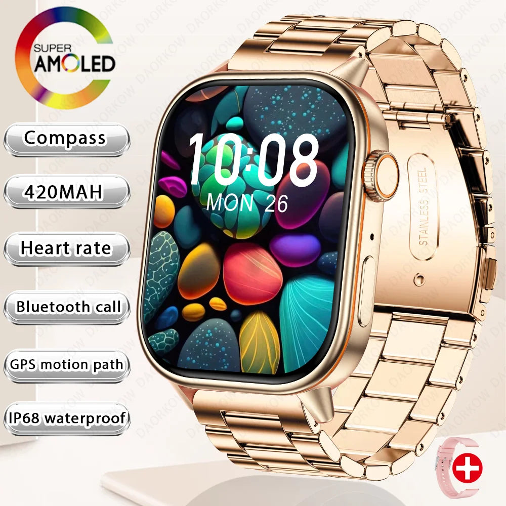 Nouvelle montre intelligente pour hommes et femmes HD AMOLED écran fréquence cardiaque Bluetooth appel GPS suivi IP67 étanche sport montre intelligente