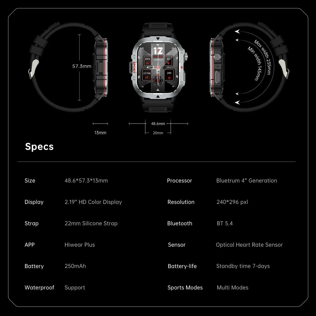 2024 nouveau pour Xiaomi montre intelligente militaire hommes étanche Sports de plein air Fitness Tracker moniteur de santé 2.19 "BT appel Smartwatch