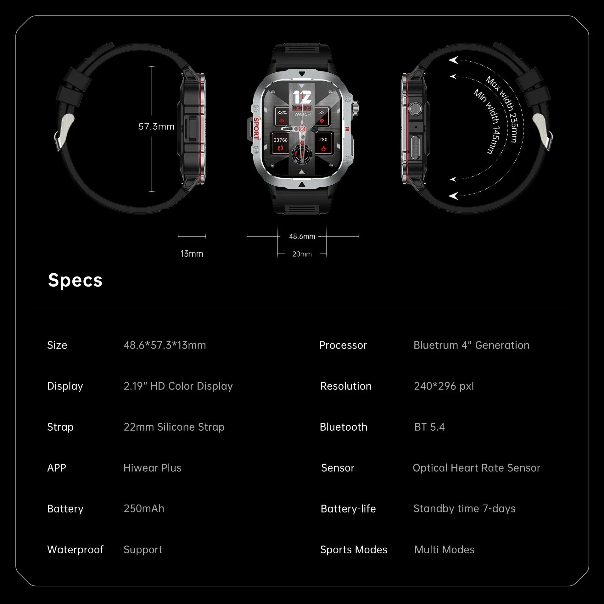 2024 nouveau pour Xiaomi montre intelligente militaire hommes étanche Sports de plein air Fitness Tracker moniteur de santé 2.19 "BT appel Smartwatch