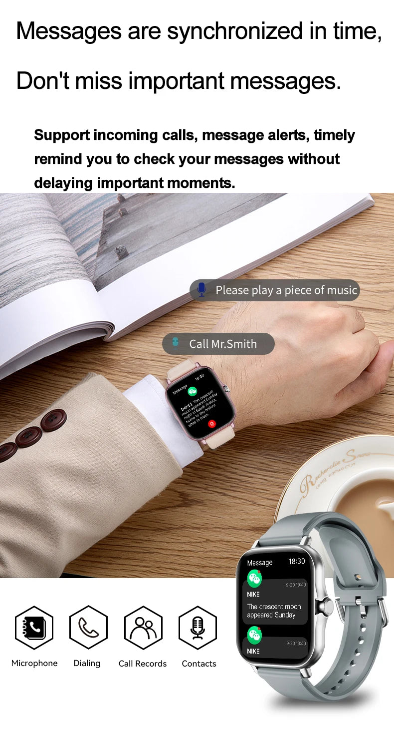 LAXASFIT 2025 nouvelle montre intelligente Bluetooth parler plein écran tactile moniteur de fréquence cardiaque sport Fitness montre intelligente hommes femmes cadeau