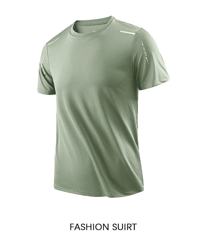 CHRLCK hommes course séchage rapide T-shirts respirant randonnée pêche T-shirts élasticité douce Sports de plein air chemise courte été