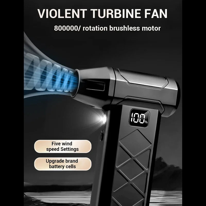 Ventilateur Turbo violent 800000 tr/min, 5 vitesses, puissant, moteur sans balais, souffleur portatif d'extérieur, outil de poussée Rechargeable