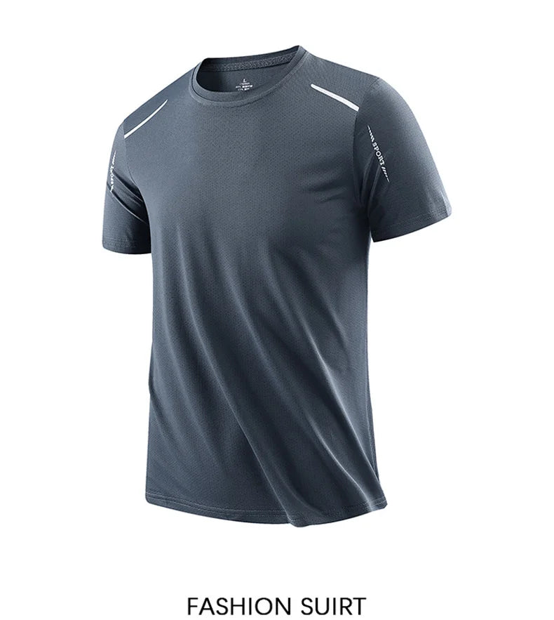 CHRLCK hommes course séchage rapide T-shirts respirant randonnée pêche T-shirts élasticité douce Sports de plein air chemise courte été