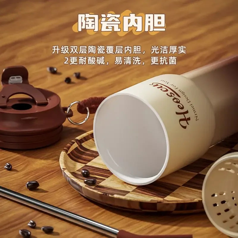 NRMEI-Tasse isotherme en céramique pour étudiants, tasse à thé au lait, tasse à eau de bureau, haute beauté, hommes et femmes