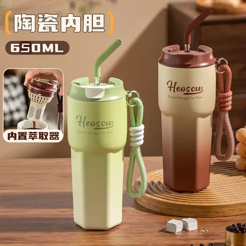 NRMEI-Tasse isotherme en céramique pour étudiants, tasse à thé au lait, tasse à eau de bureau, haute beauté, hommes et femmes