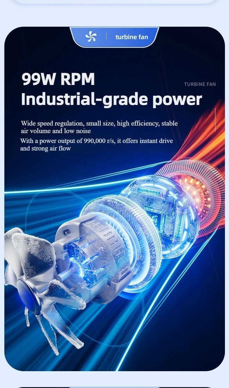 Xiaomi X11ProMAX Turbo Jet ventilateur 990000 tr/min puissant ventilateur d'air moteur sans brosse Turbo ventilateur vent Speed75 m/s 10000 mAh brise forte