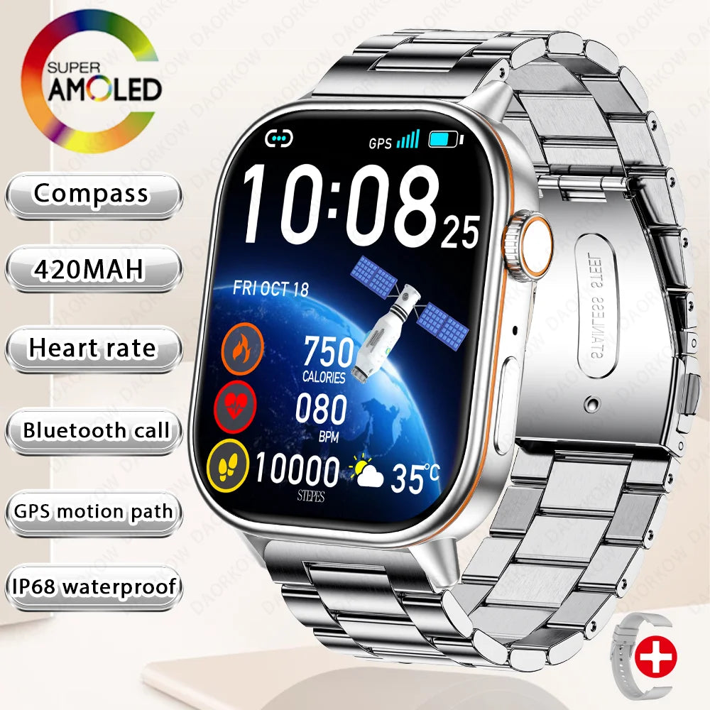 Nouvelle montre intelligente pour hommes et femmes HD AMOLED écran fréquence cardiaque Bluetooth appel GPS suivi IP67 étanche sport montre intelligente