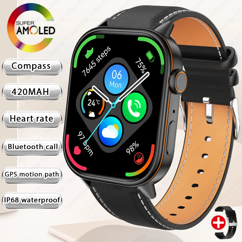 Nouvelle montre intelligente pour hommes et femmes HD AMOLED écran fréquence cardiaque Bluetooth appel GPS suivi IP67 étanche sport montre intelligente