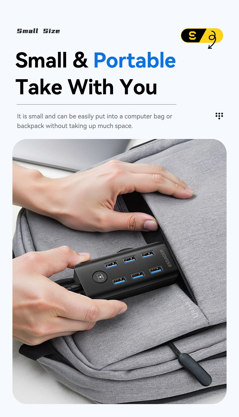 Essager 7 Ports USB HUB 3.0 haute vitesse Multi USB 3.0 répartiteur Type c USB 2.0 extenseur adaptateur secteur pour ordinateur PC