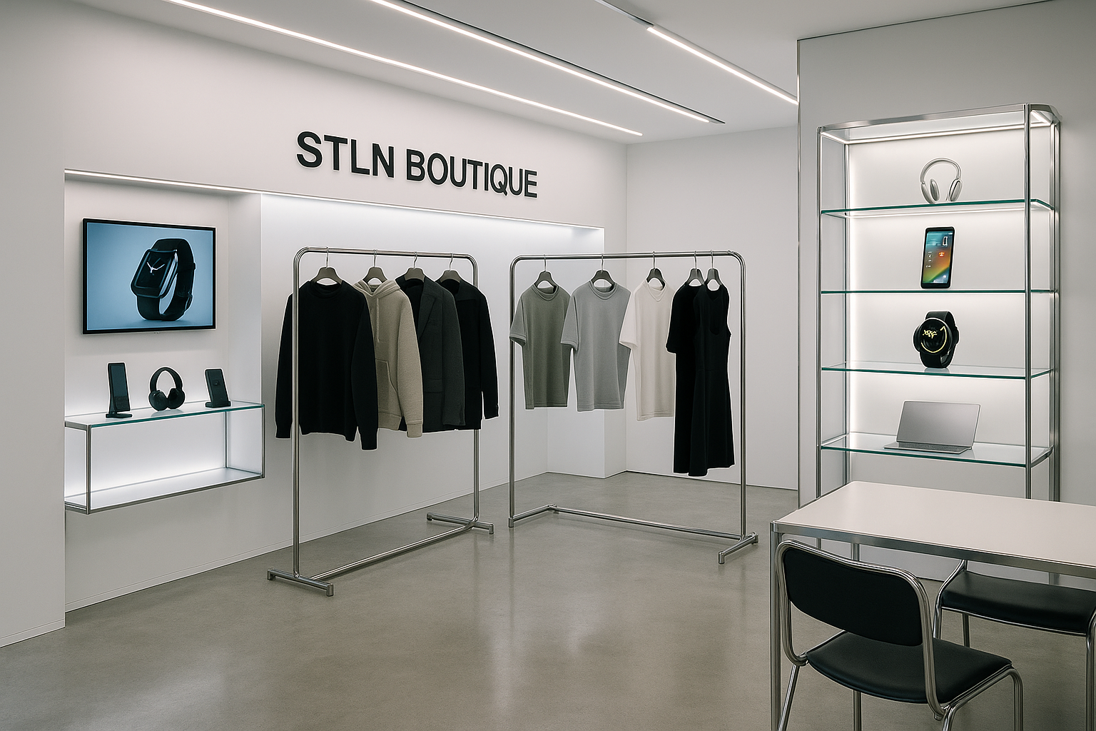 STLN Boutique est un concept store moderne qui réunit mode et tendance hight-tech innovent.